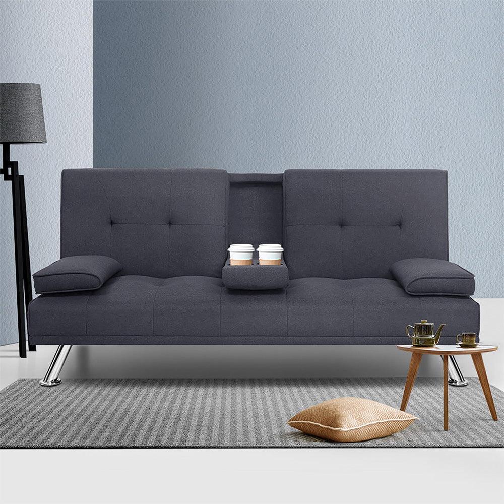 Artiss Sofa Bed 175CM Dark Grey Fabric - Ozstylz