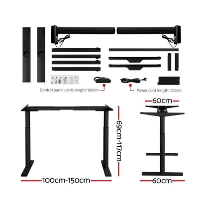 Artiss Standing Desk Motorised Electric Dual Motor Black 120CM - Ozstylz