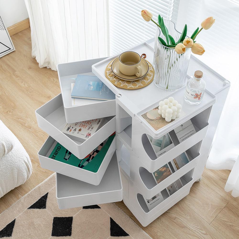 Artiss Storage Trolley Cart Bedside Table 5 Tier White - Ozstylz