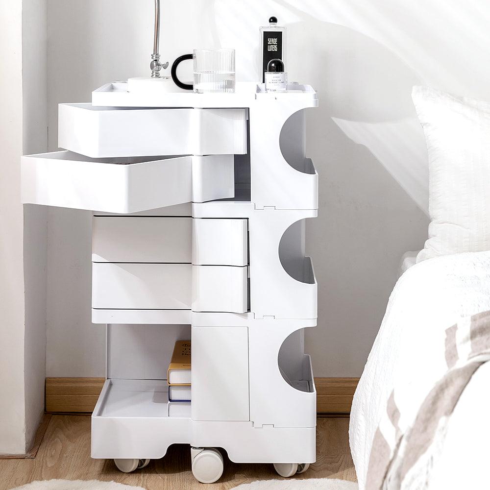 Artiss Storage Trolley Cart Bedside Table 5 Tier White - Ozstylz