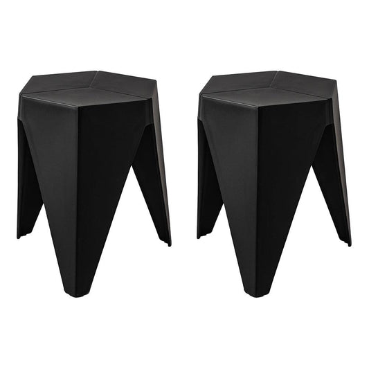 ArtissIn 2x Bar Stools Puzzle Plastic Foot Stool Black - Ozstylz