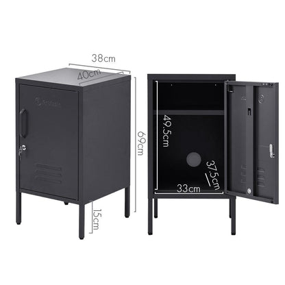 ArtissIn Bedside Table Metal Cabinet - MINI Black - Ozstylz