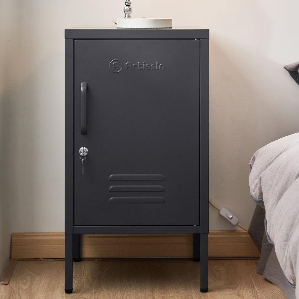 ArtissIn Bedside Table Metal Cabinet - MINI Black - Ozstylz