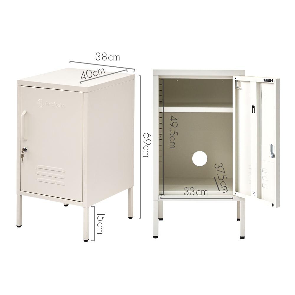 ArtissIn Bedside Table Metal Cabinet - MINI White - Ozstylz