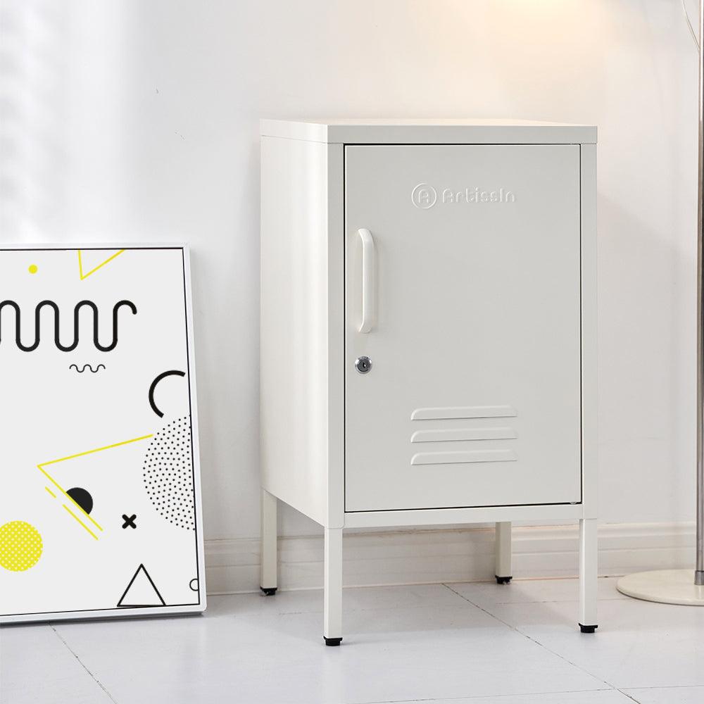 ArtissIn Bedside Table Metal Cabinet - MINI White - Ozstylz