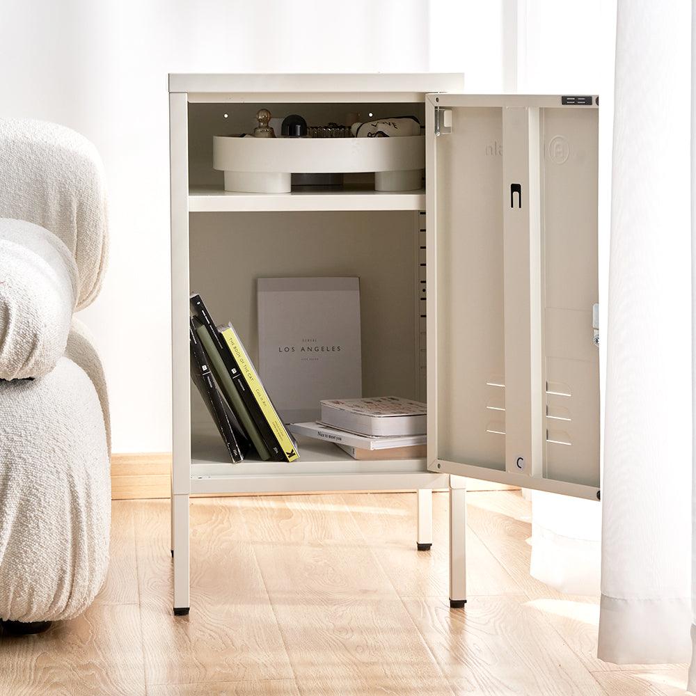 ArtissIn Bedside Table Metal Cabinet - MINI White - Ozstylz