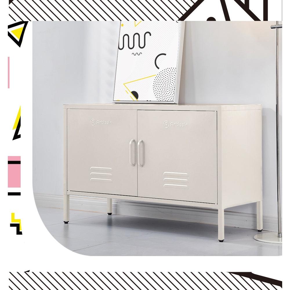 ArtissIn Buffet Sideboard Metal Cabinet - BASE White - Ozstylz