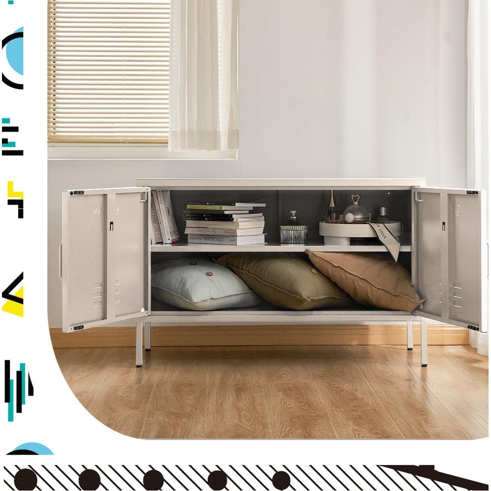 ArtissIn Buffet Sideboard Metal Cabinet - BASE White - Ozstylz