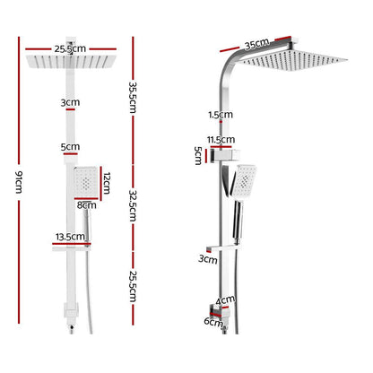 Cefito 10'' Rain Shower Head Set Handheld Square High Pressure Chrome - Ozstylz