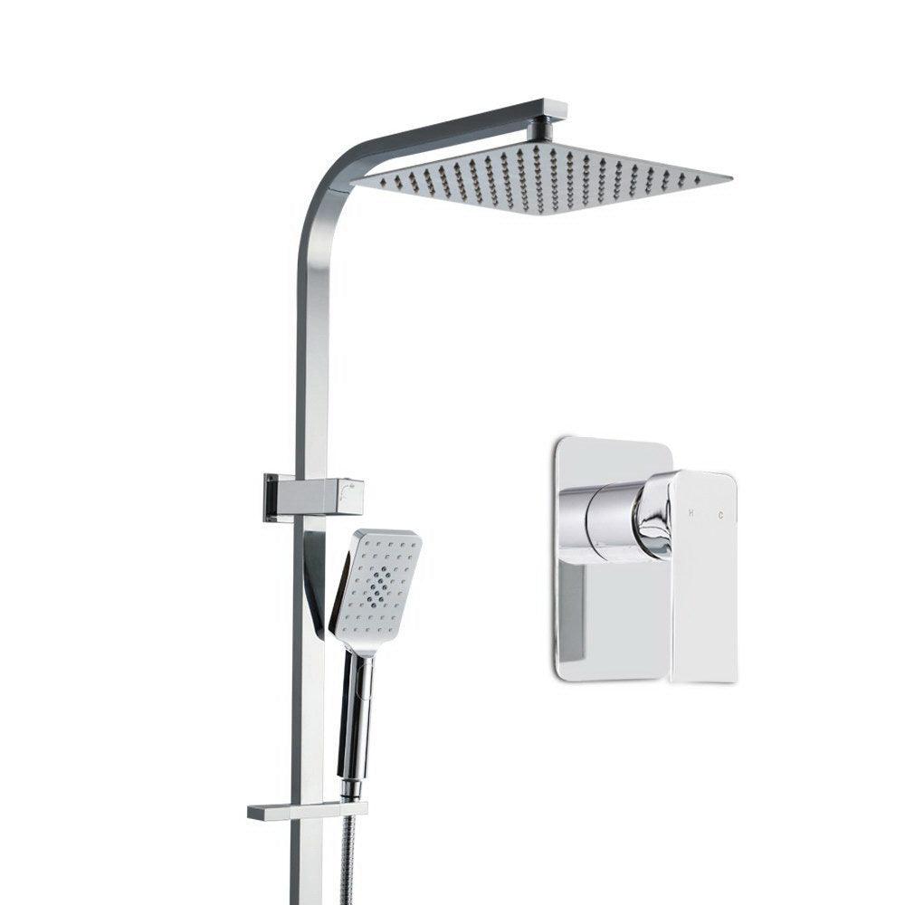 Cefito 10'' Rain Shower Head Set Handheld Square High Pressure Mixer Tap Chrome - Ozstylz