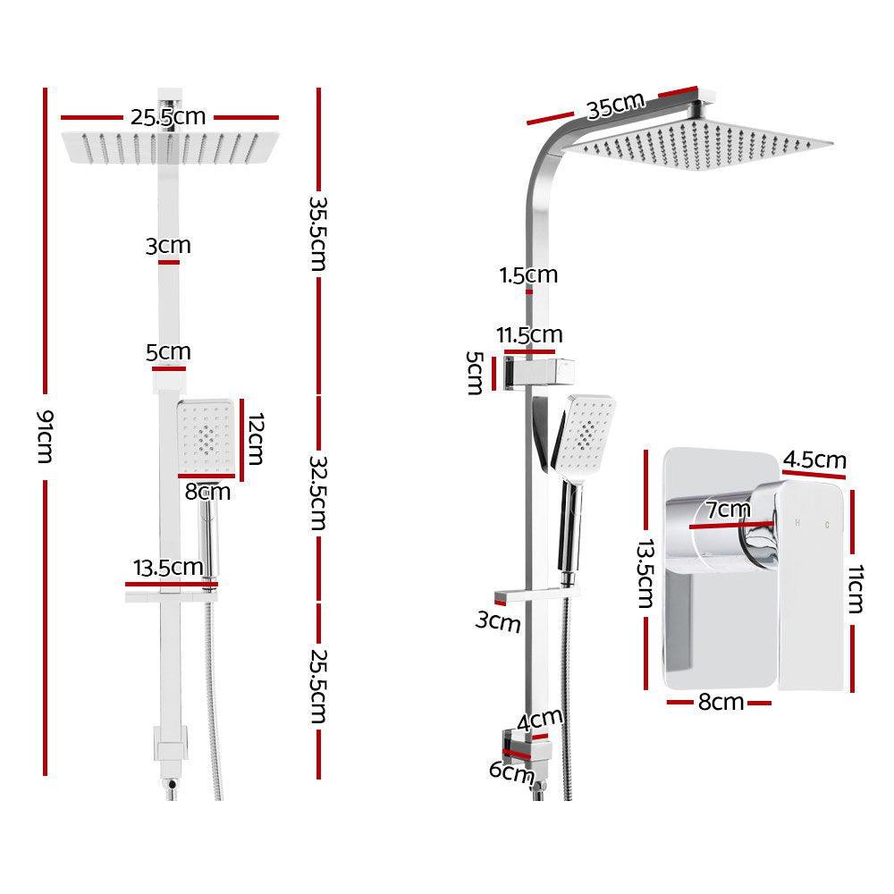 Cefito 10'' Rain Shower Head Set Handheld Square High Pressure Mixer Tap Chrome - Ozstylz