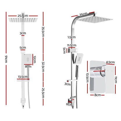 Cefito 10'' Rain Shower Head Set Handheld Square High Pressure Mixer Tap Chrome - Ozstylz