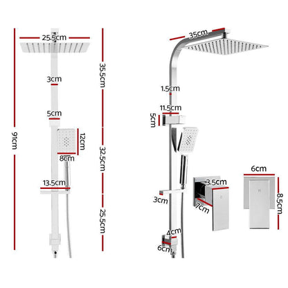 Cefito 10'' Rain Shower Head Set Handheld Square High Pressure Twins Tap Chrome - Ozstylz