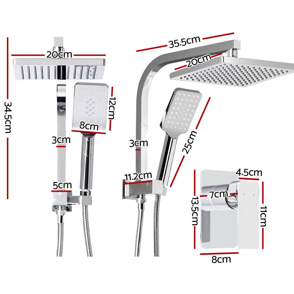 Cefito 8'' Rain Shower Head Set Handheld Round High Pressure Mixer Tap Chrome - Ozstylz