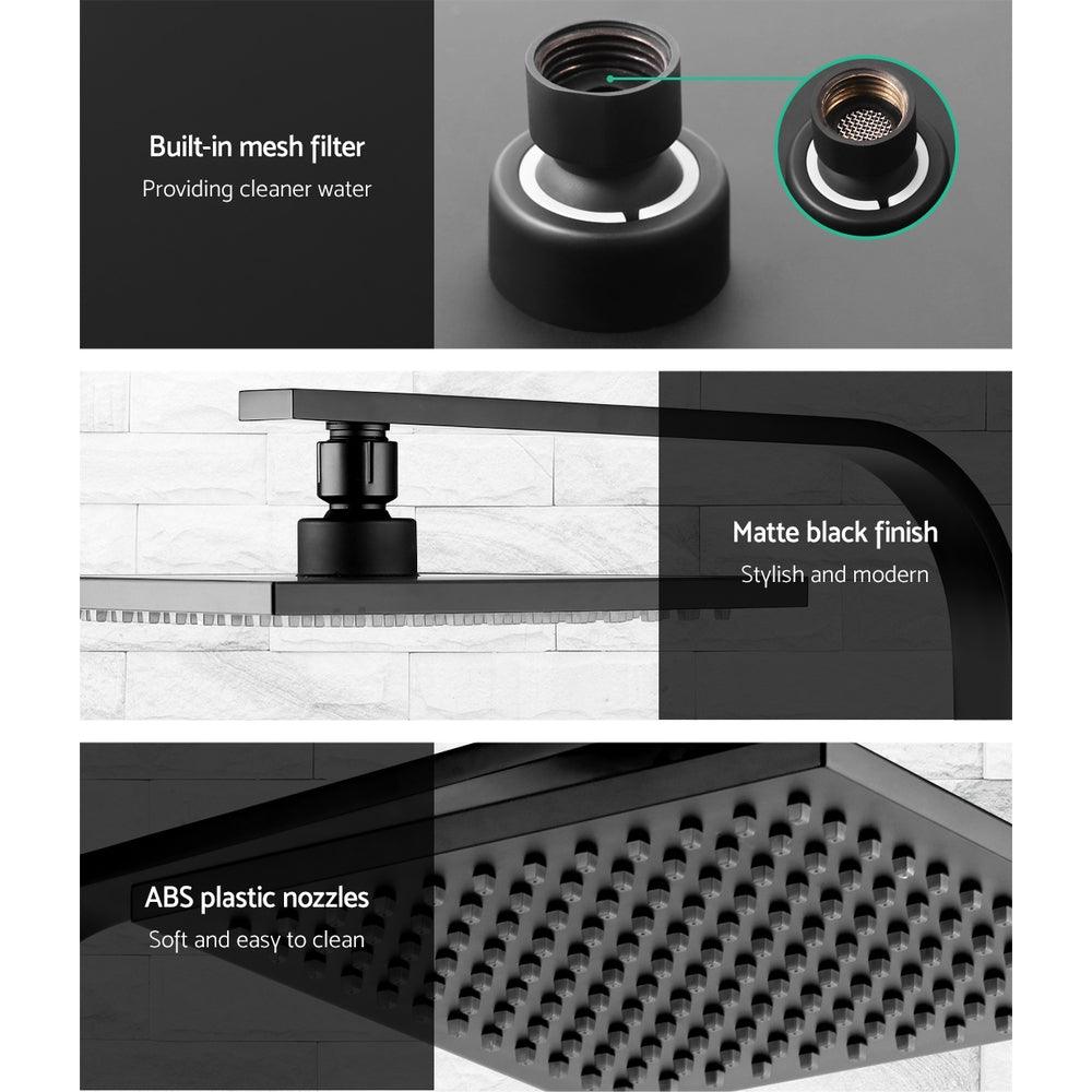 Cefito 8'' Rain Shower Head Wall Arm Square High Pressure Black - Ozstylz