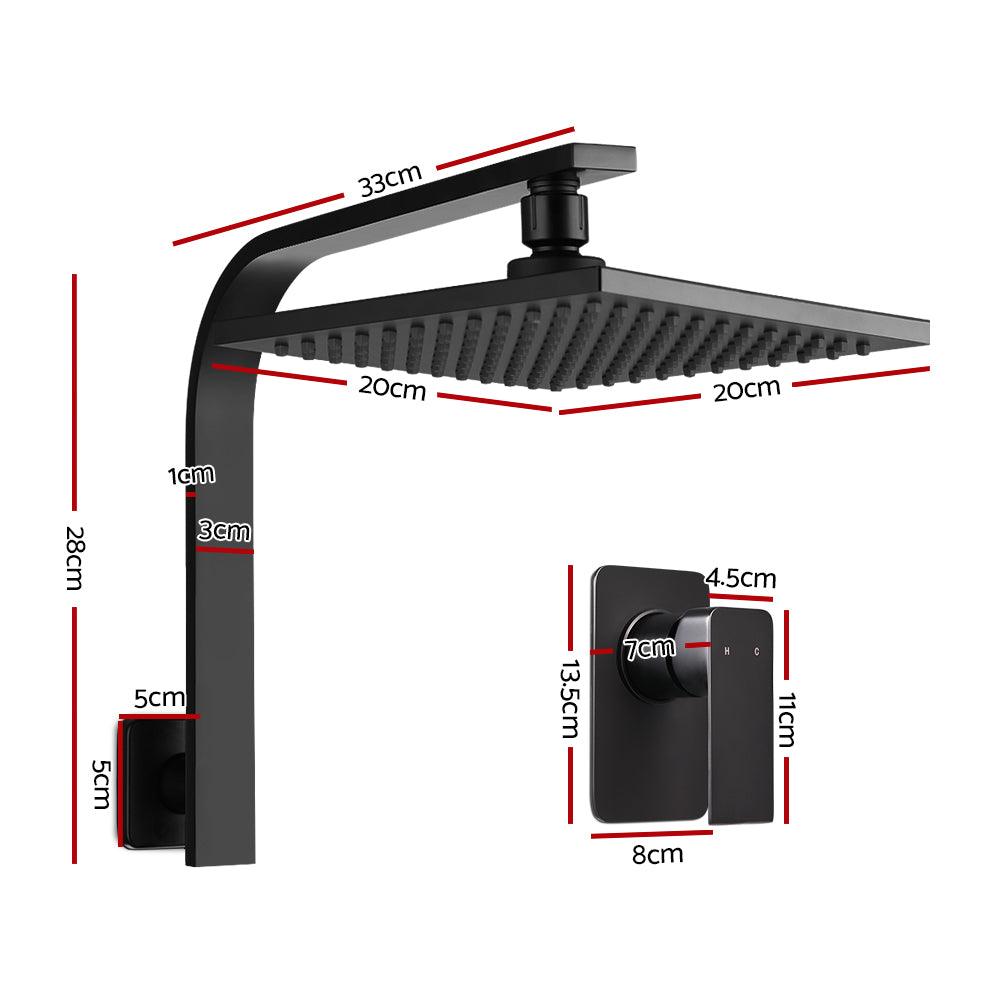 Cefito 8'' Rain Shower Head Wall Arm Square High Pressure Mixer Tap Black - Ozstylz