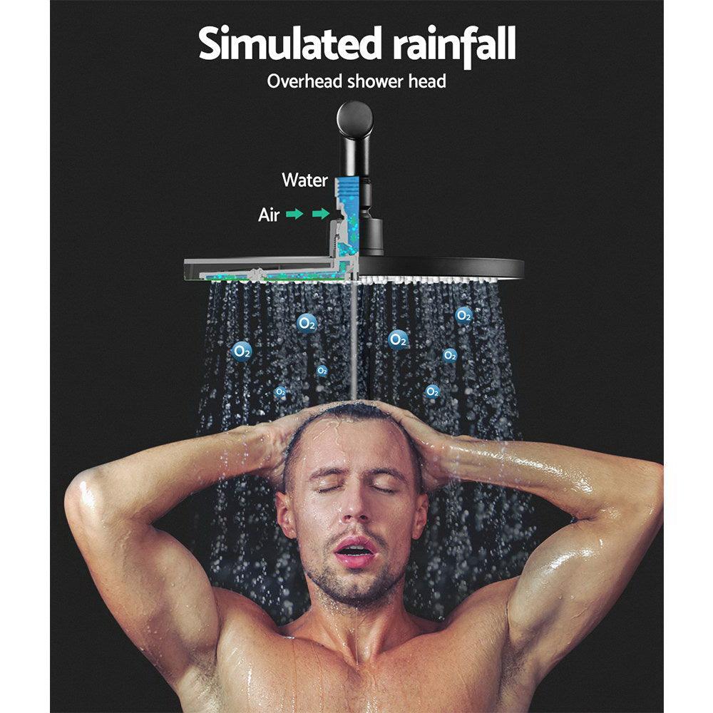 Cefito 9'' Rain Shower Head Set Handheld Round High Pressure Black - Ozstylz