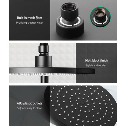 Cefito 9'' Rain Shower Head Set Handheld Round High Pressure Black - Ozstylz