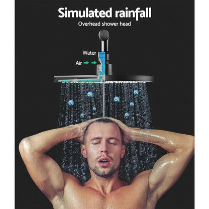 Cefito 9'' Rain Shower Head Set Handheld Round High Pressure Mixer Tap Black - Ozstylz