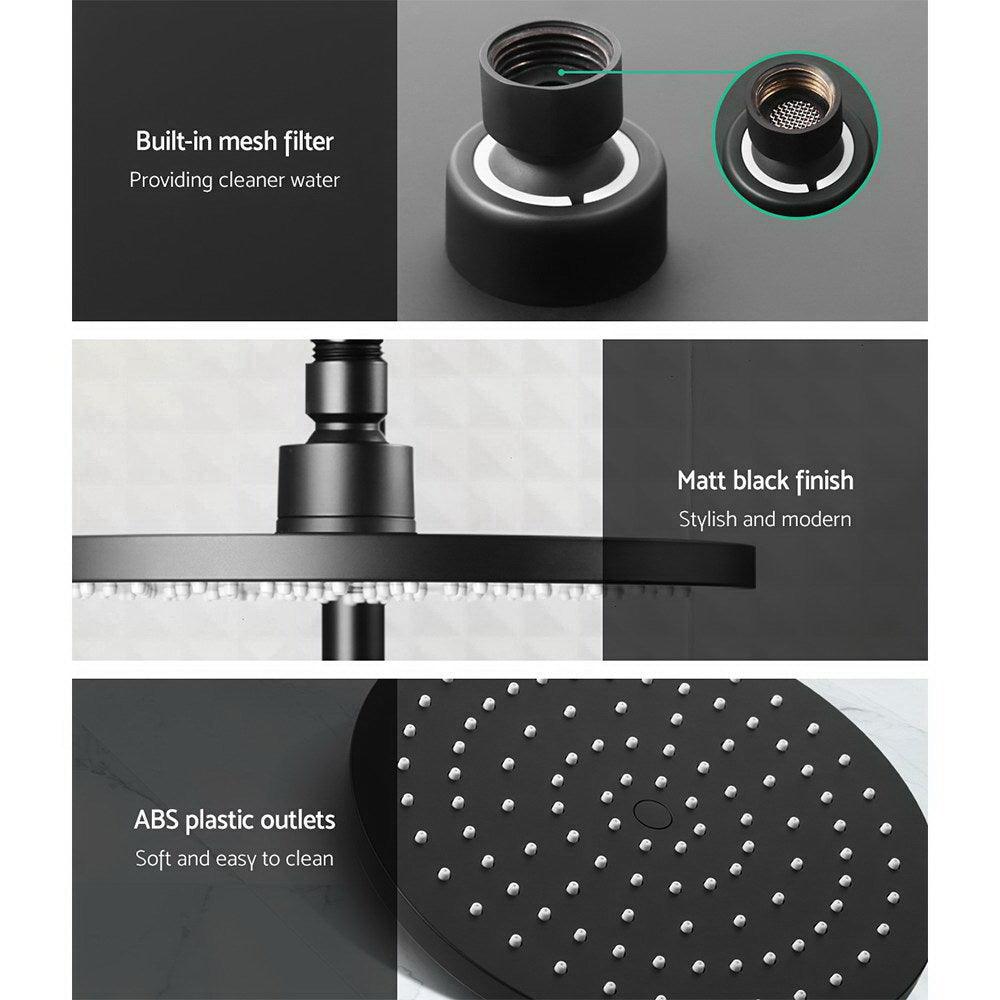 Cefito 9'' Rain Shower Head Set Handheld Round High Pressure Mixer Tap Black - Ozstylz