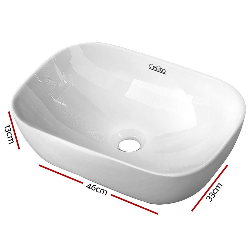 Cefito Bathroom Basin Ceramic Vanity Sink Hand Wash Bowl 46x33cm - Ozstylz