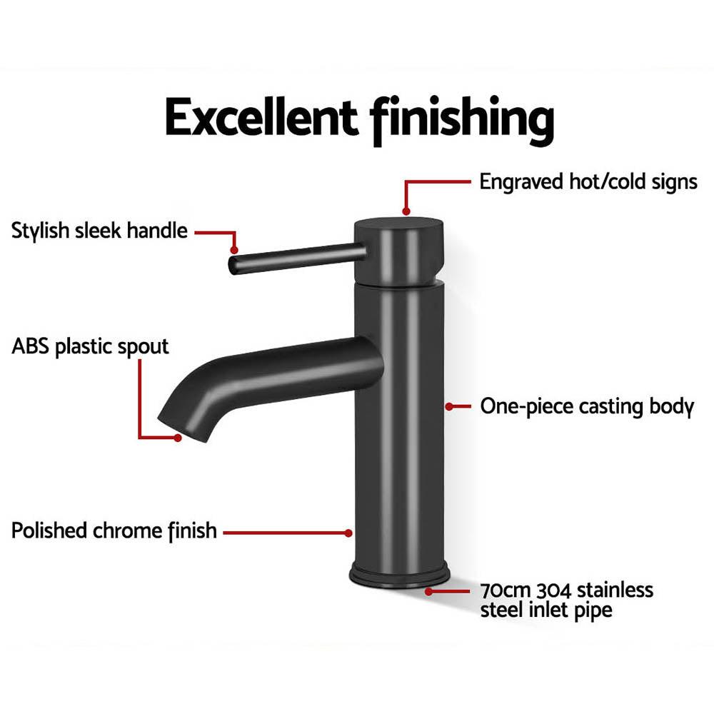 Cefito Bathroom Basin Mixer Tap Round Brass Faucet Vanity Laundry Black - Ozstylz