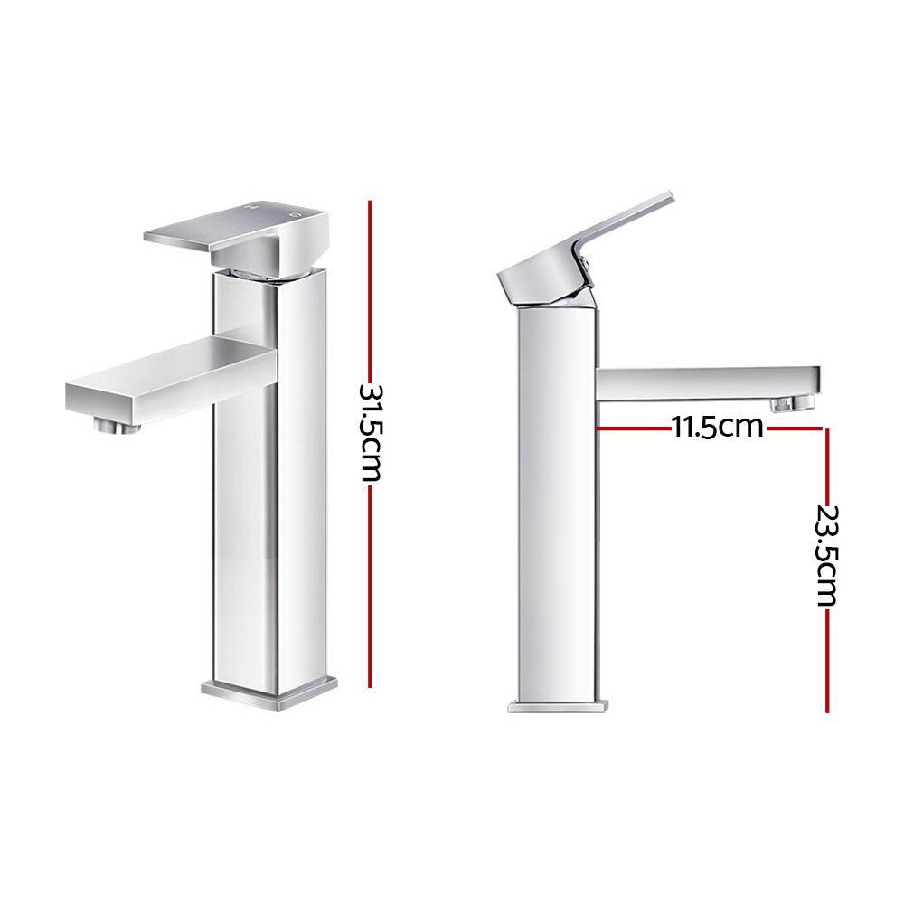 Cefito Bathroom Basin Mixer Tap Square Tall Faucet Vanity Laundry Chrome - Ozstylz