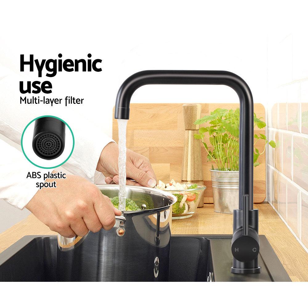 Cefito Kitchen Mixer Tap Mixer Rectangle Sink Faucet Basin Laundry Black - Ozstylz