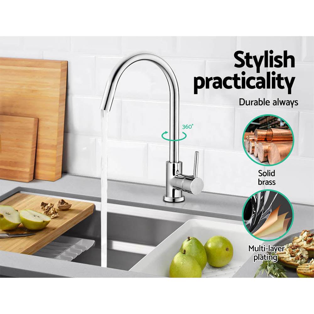 Cefito Kitchen Mixer Tap Mixer Round Sink Faucet Basin Laundry Chrome - Ozstylz