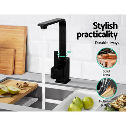 Cefito Kitchen Mixer Tap Mixer Square Sink Faucet Basin Laundry Black - Ozstylz