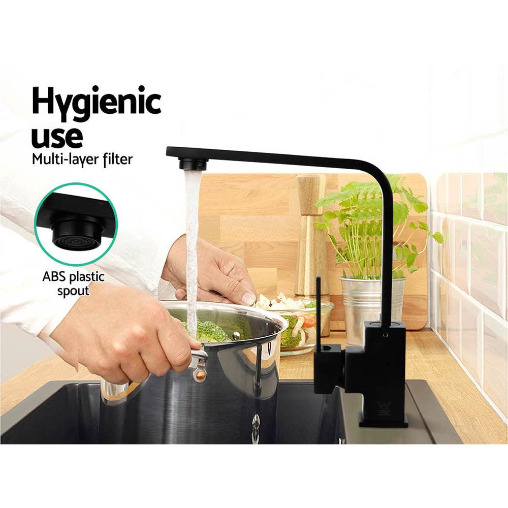 Cefito Kitchen Mixer Tap Mixer Square Sink Faucet Basin Laundry Black - Ozstylz