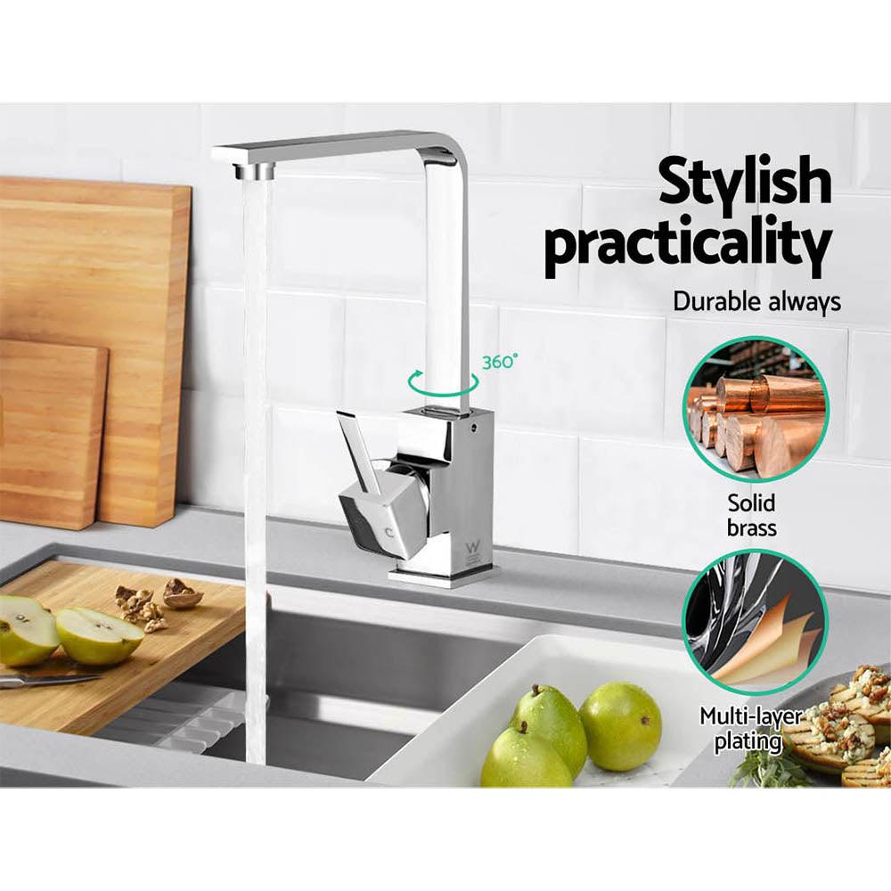 Cefito Kitchen Mixer Tap Mixer Square Sink Faucet Basin Laundry Chrome - Ozstylz