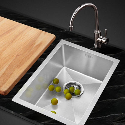 Cefito Kitchen Sink 44X34CM Stainless Steel Nano Basin Single Bowl Silver - Ozstylz