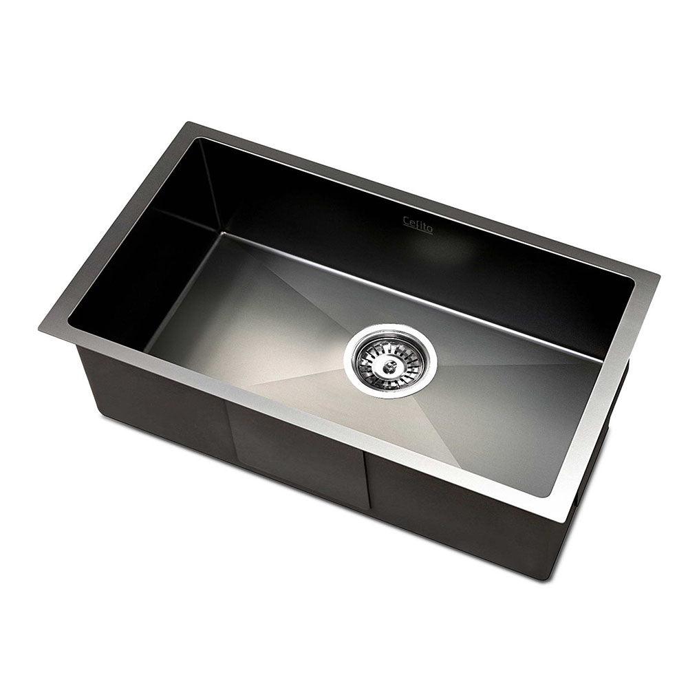 Cefito Kitchen Sink 45X30CM Stainless Steel Basin Single Bowl Laundry Black - Ozstylz