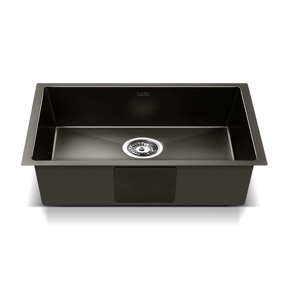 Cefito Kitchen Sink 45X30CM Stainless Steel Basin Single Bowl Laundry Black - Ozstylz