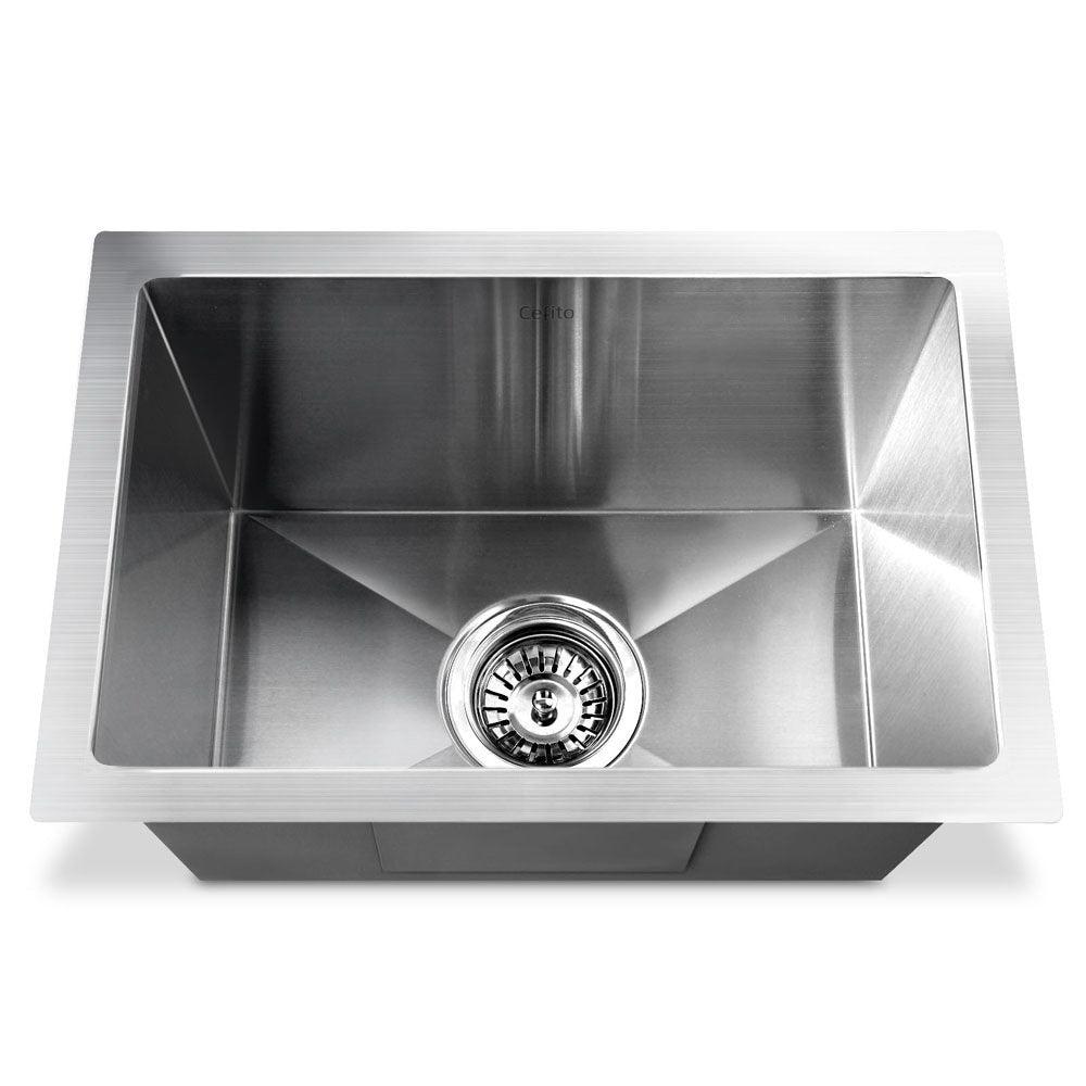 Cefito Kitchen Sink 45X30CM Stainless Steel Basin Single Bowl Laundry Silver - Ozstylz