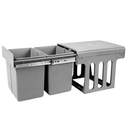 Cefito Pull Out Bin Kitchen Double Basket 2X15L Grey - Ozstylz