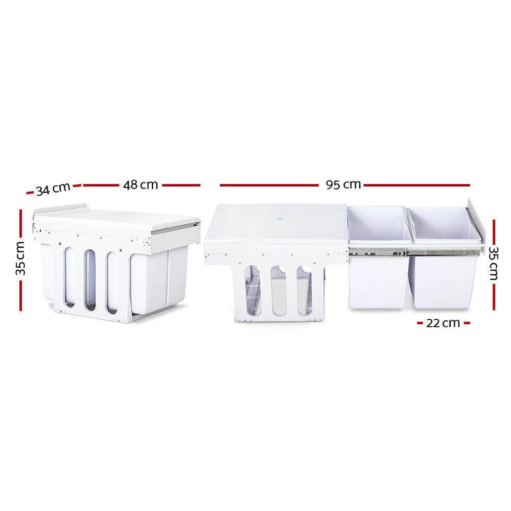 Cefito Pull Out Bin Kitchen Double Basket 2X15L White - Ozstylz