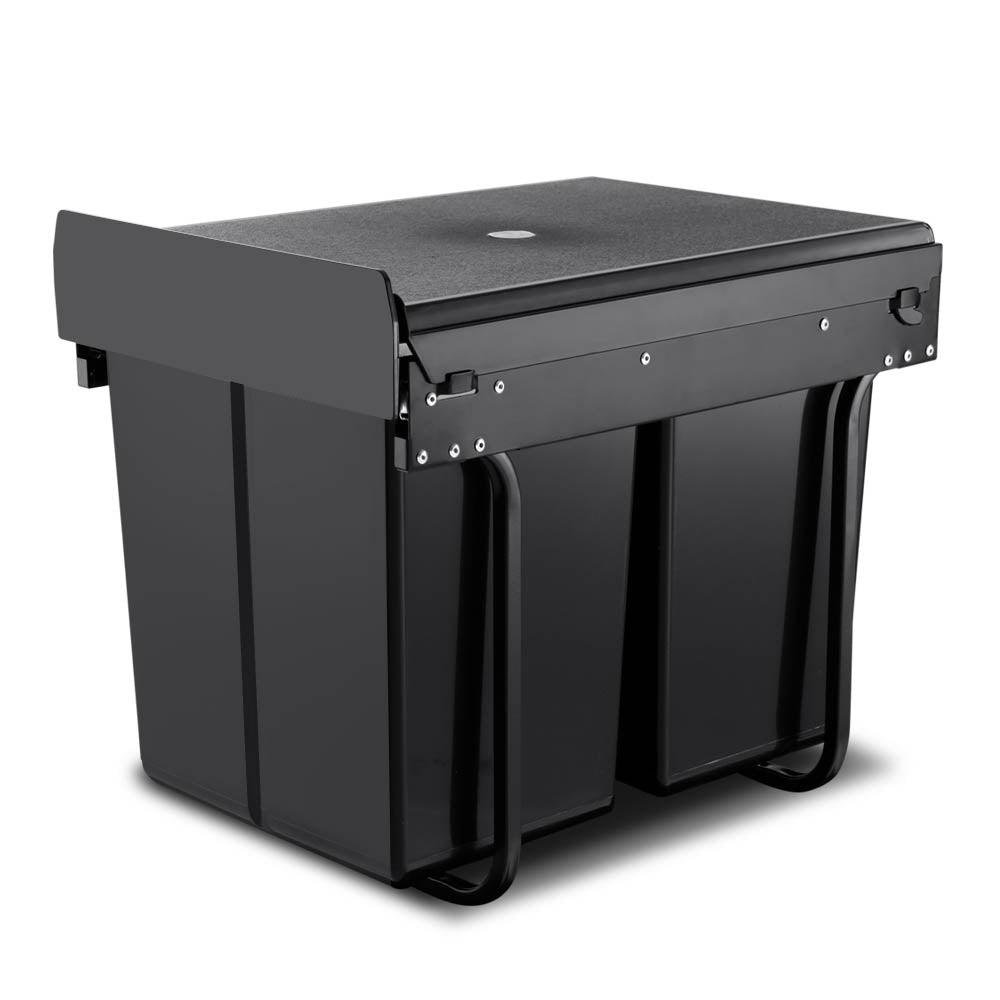 Cefito Pull Out Bin Kitchen Double Basket 2X20L Black - Ozstylz