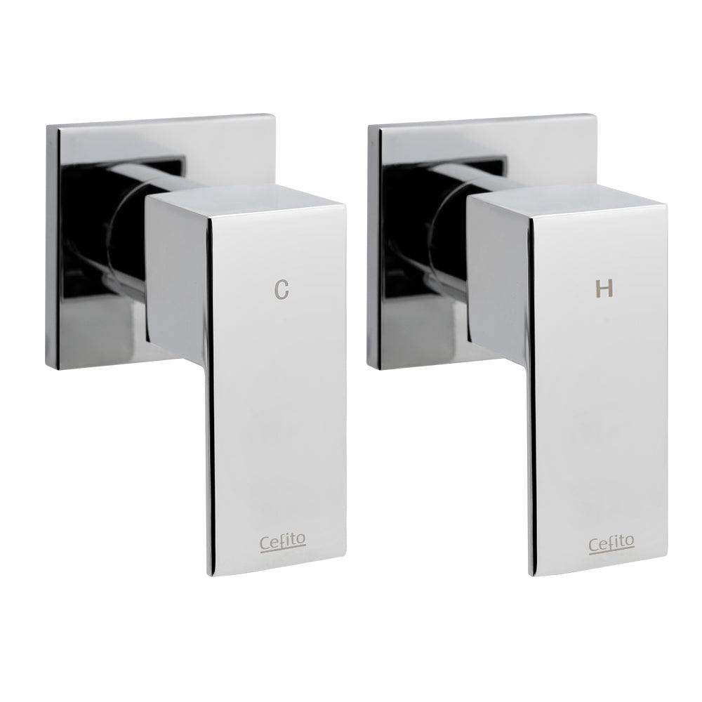 Cefito Shower Twins Tap Wall Bath Taps Brass Hot Cold Basin Bathroom Chrome - Ozstylz