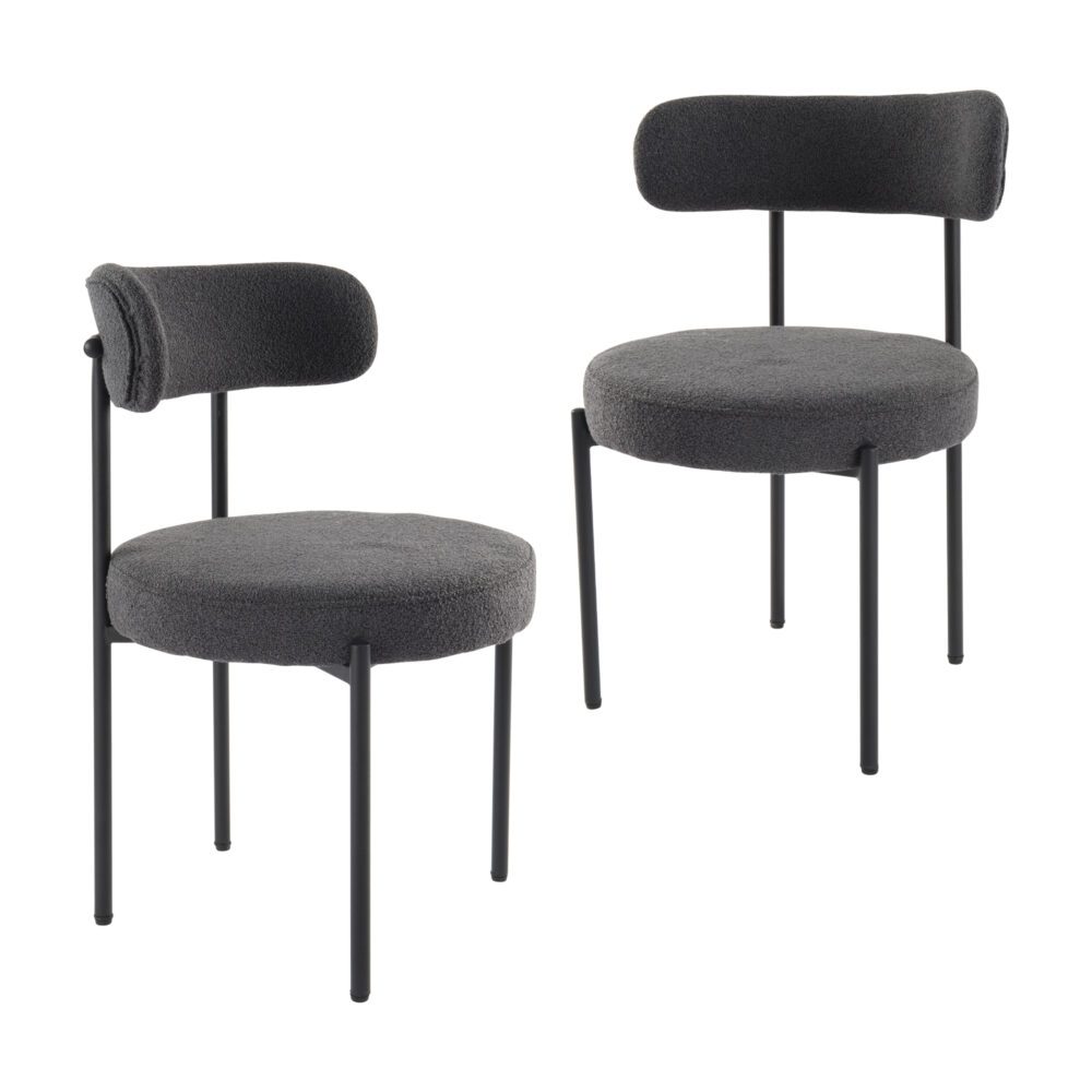 Charcoal Chic Boucle Elsa Dining Chairs - Ozstylz