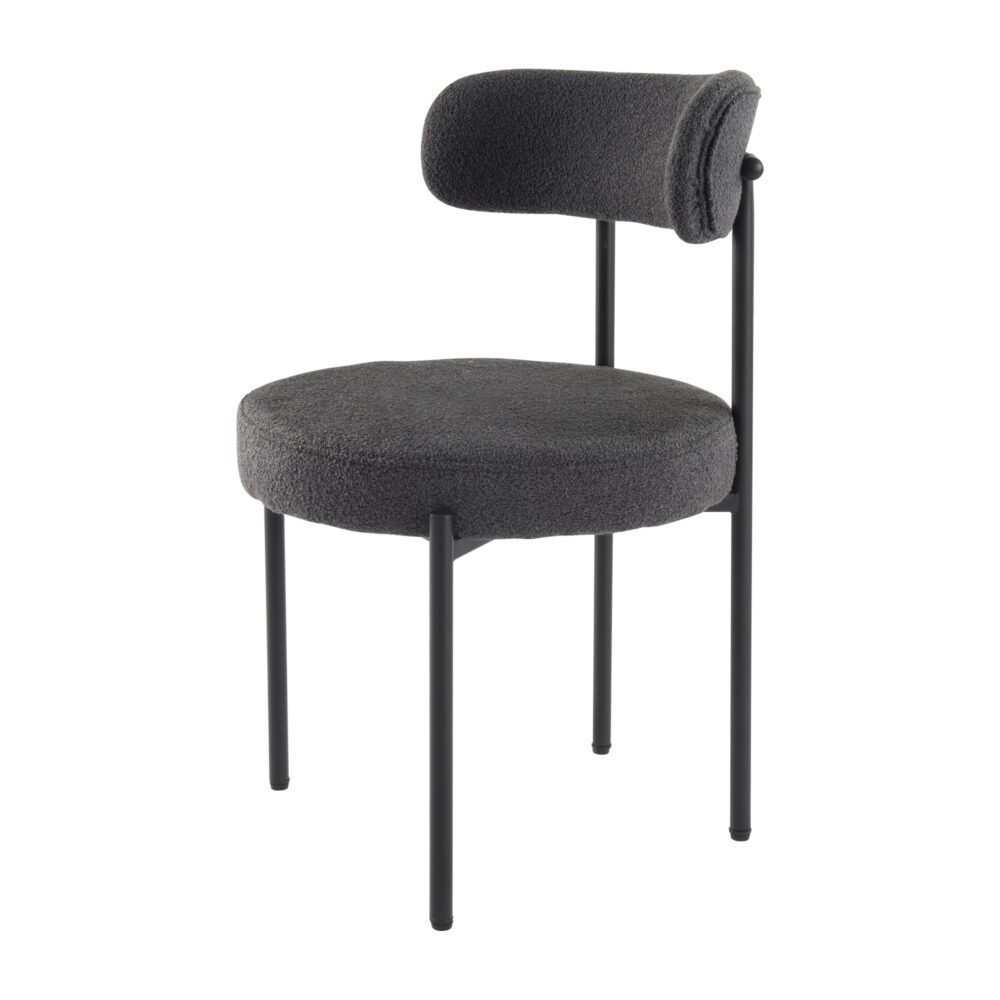 Charcoal Chic Boucle Elsa Dining Chairs - Ozstylz