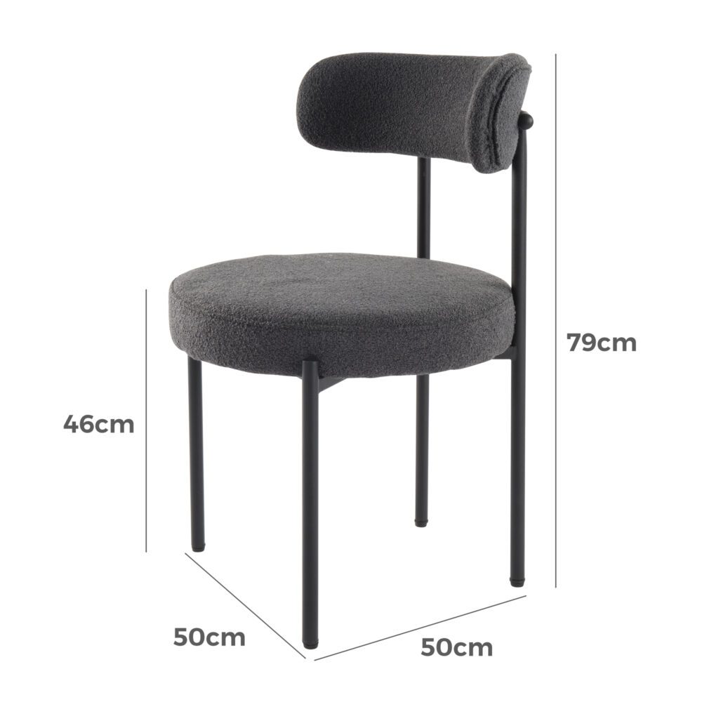 Charcoal Chic Boucle Elsa Dining Chairs - Ozstylz