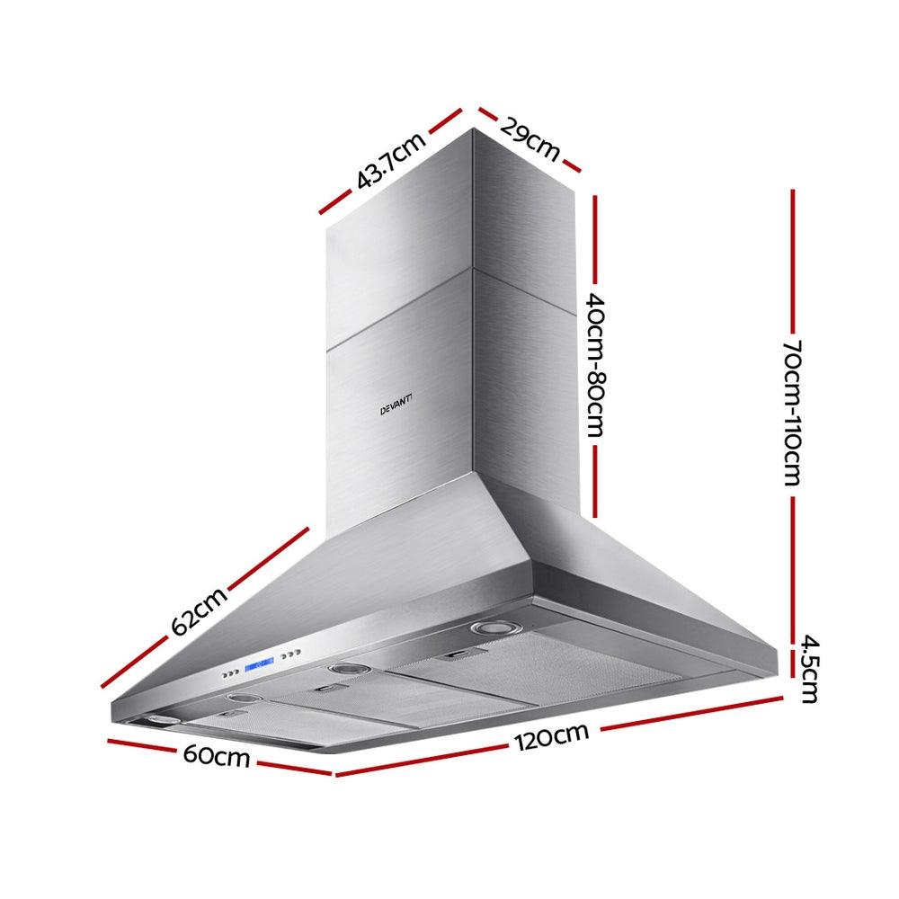 Devanti 1200mm Range Hood 120cm BBQ Commercial Rangehood - Ozstylz