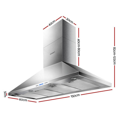 Devanti 1500mm Range Hood 150cm BBQ Commercial Rangehood - Ozstylz