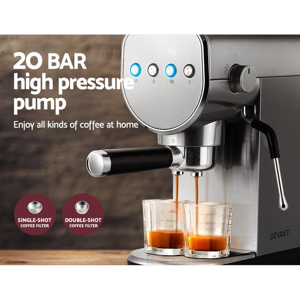 Devanti 20 Bar Coffee Machine Espresso Cafe Maker - Ozstylz