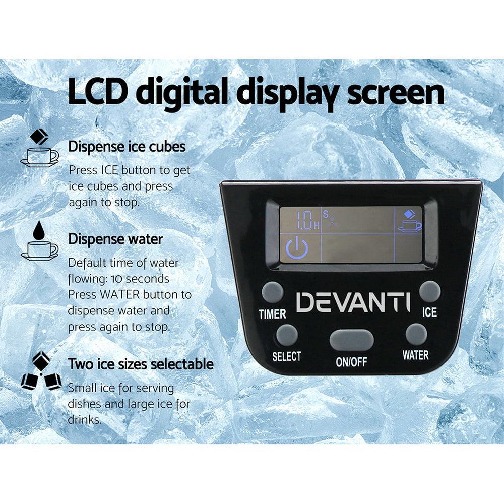 Devanti 2L Portable Ice Cuber Maker & Water Dispenser - Silver - Ozstylz