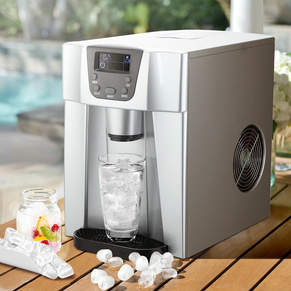 Devanti 2L Portable Ice Cuber Maker & Water Dispenser - Silver - Ozstylz