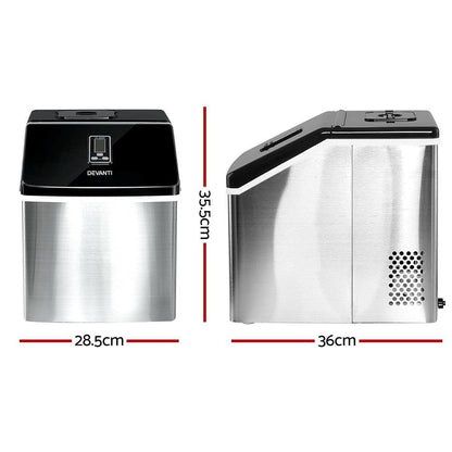 DEVANTi 3.2L Portable Ice Cube Maker Cold Commercial Machine Stainless Steel - Ozstylz