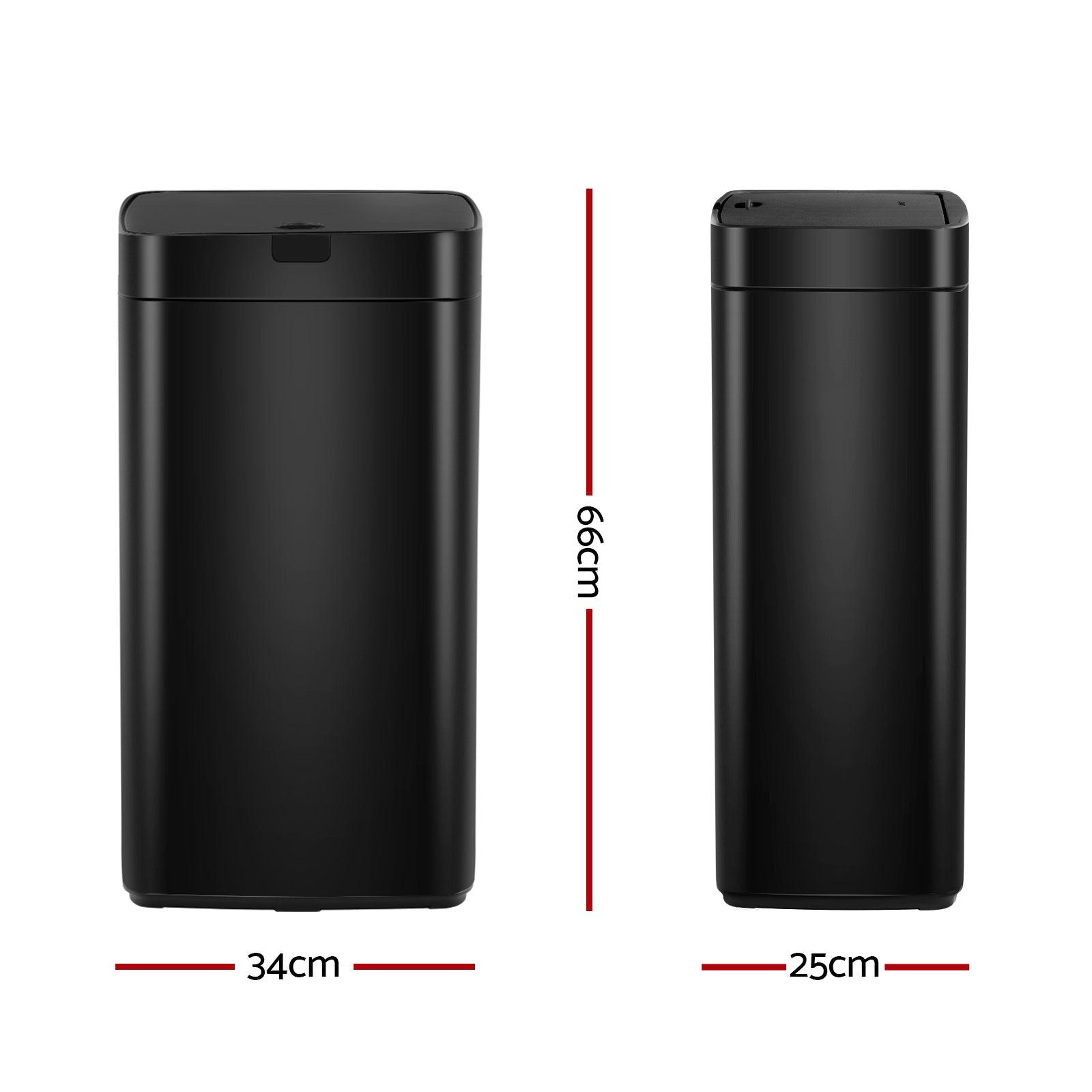 Devanti 45L Motion Sensor Bin Rubbish Automatic Black - Ozstylz